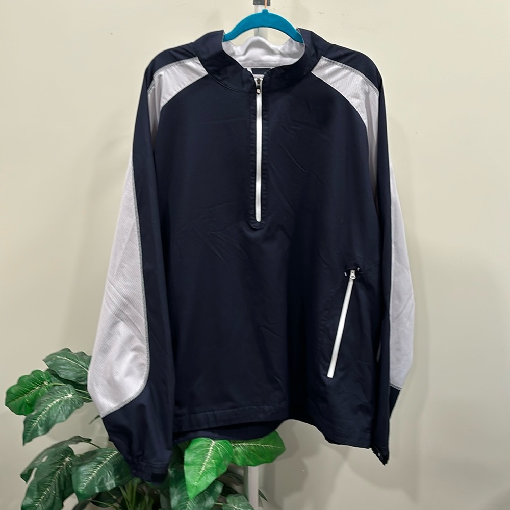 FootJoy Navy and Silver 1/4 Zip Pullover Golf Windbreaker